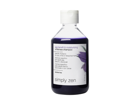 SIMPLY ZEN AGE BENEFIT & MOISTURIZING WHITNESS SHAMPOO Šampūnas žiliems/ šviesiems plaukams, 250 ml